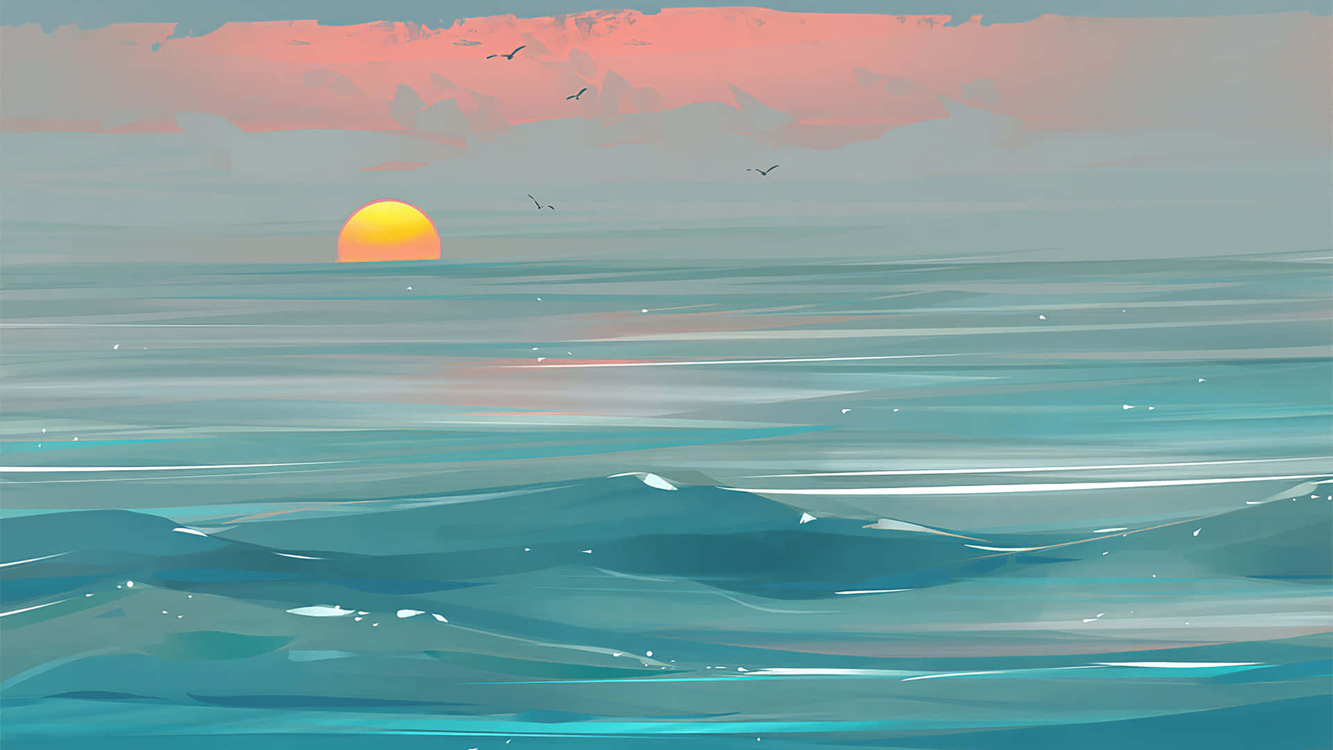 Serene Sunset Ocean View Background