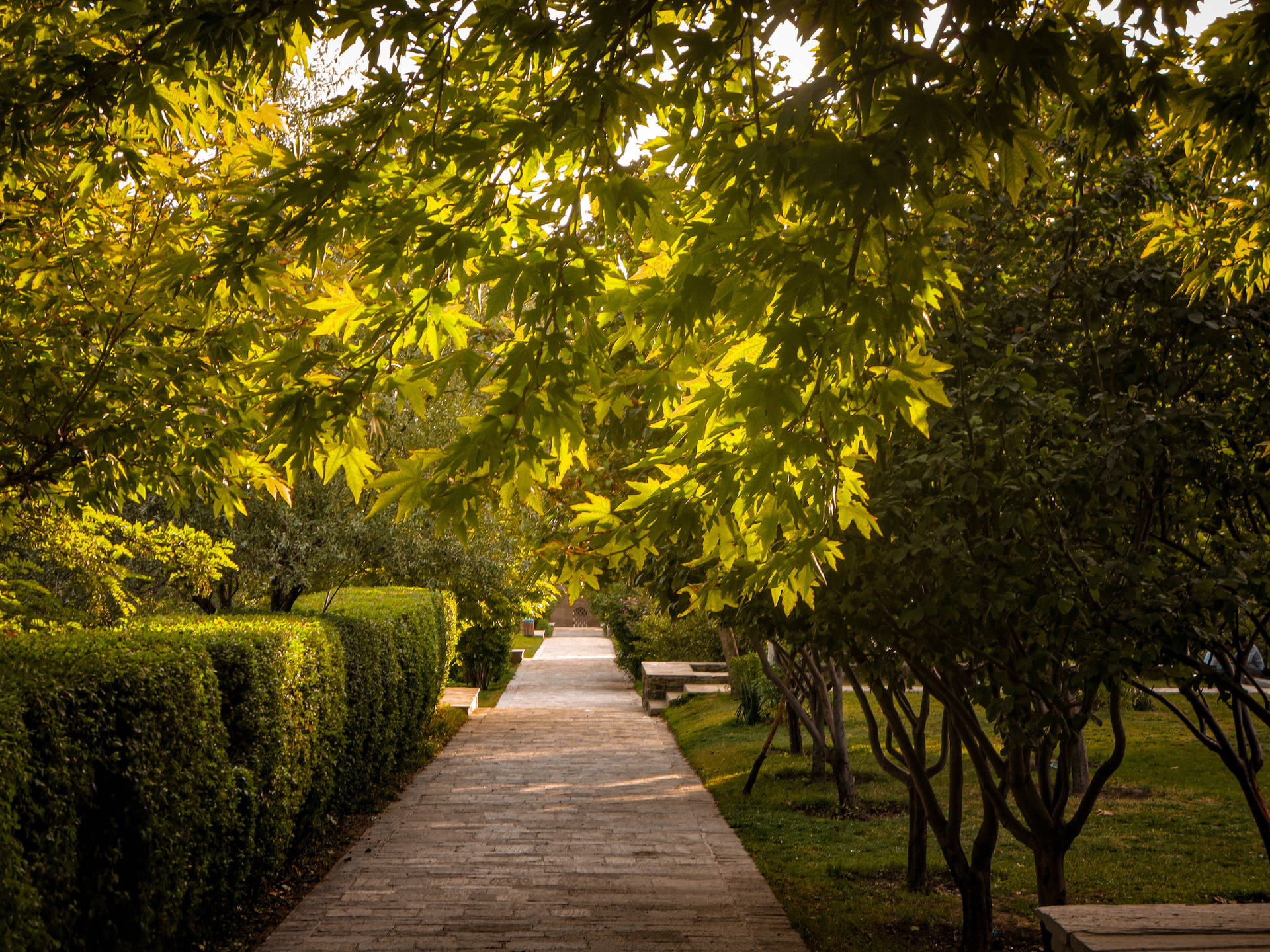 Serene View Of Bagh-e Babur In Kabul Background