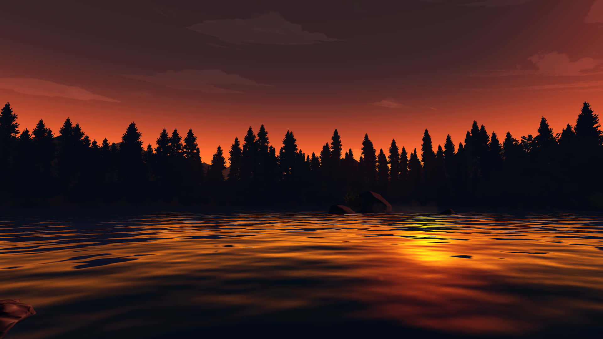 Serene Water At Sunset