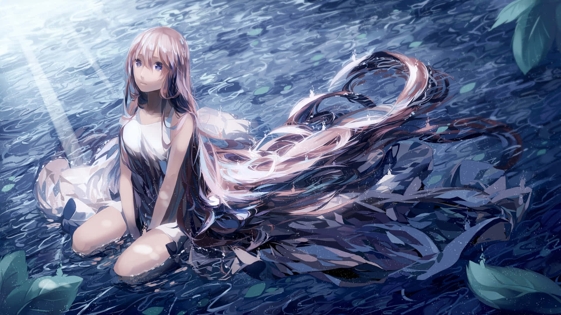 Serene Water Nymph Anime Art2560x1440 Background