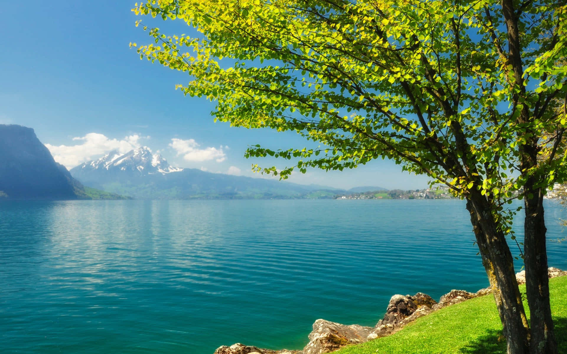 Serene Waters Of A Pristine Lake Background