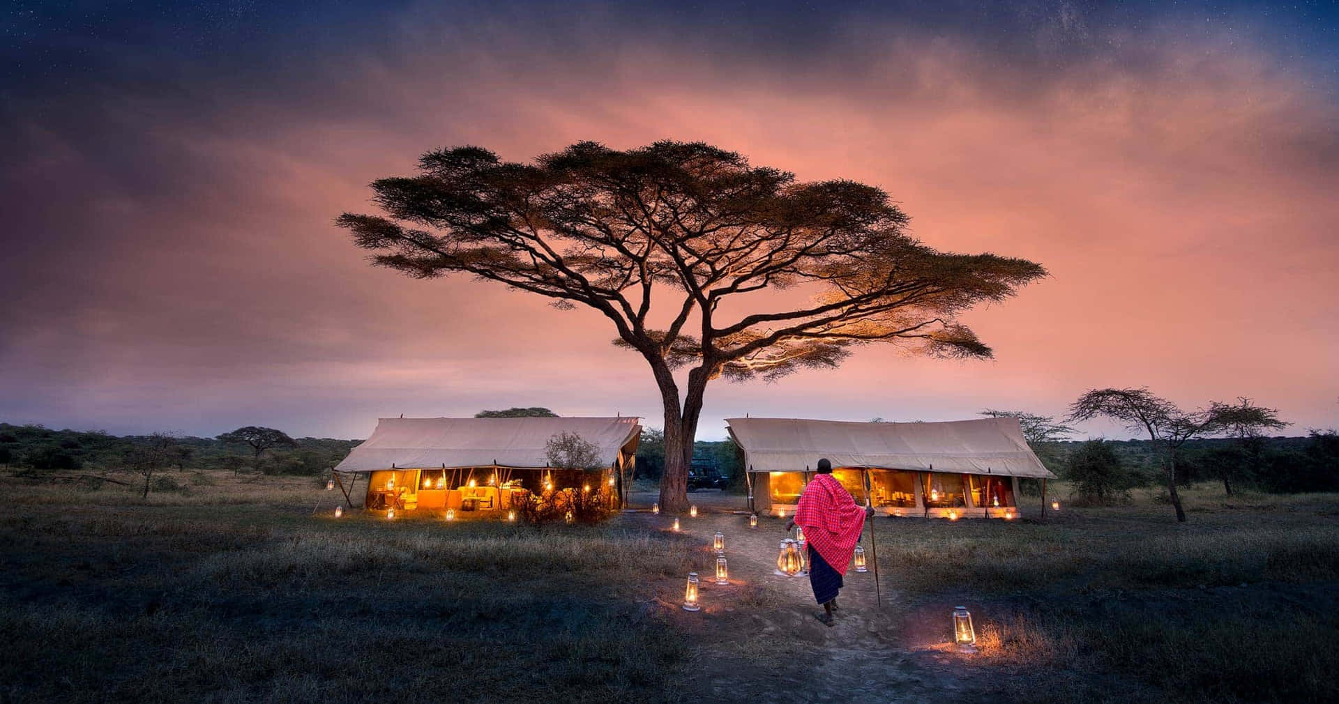 Serengeti National Park Village Lights Background