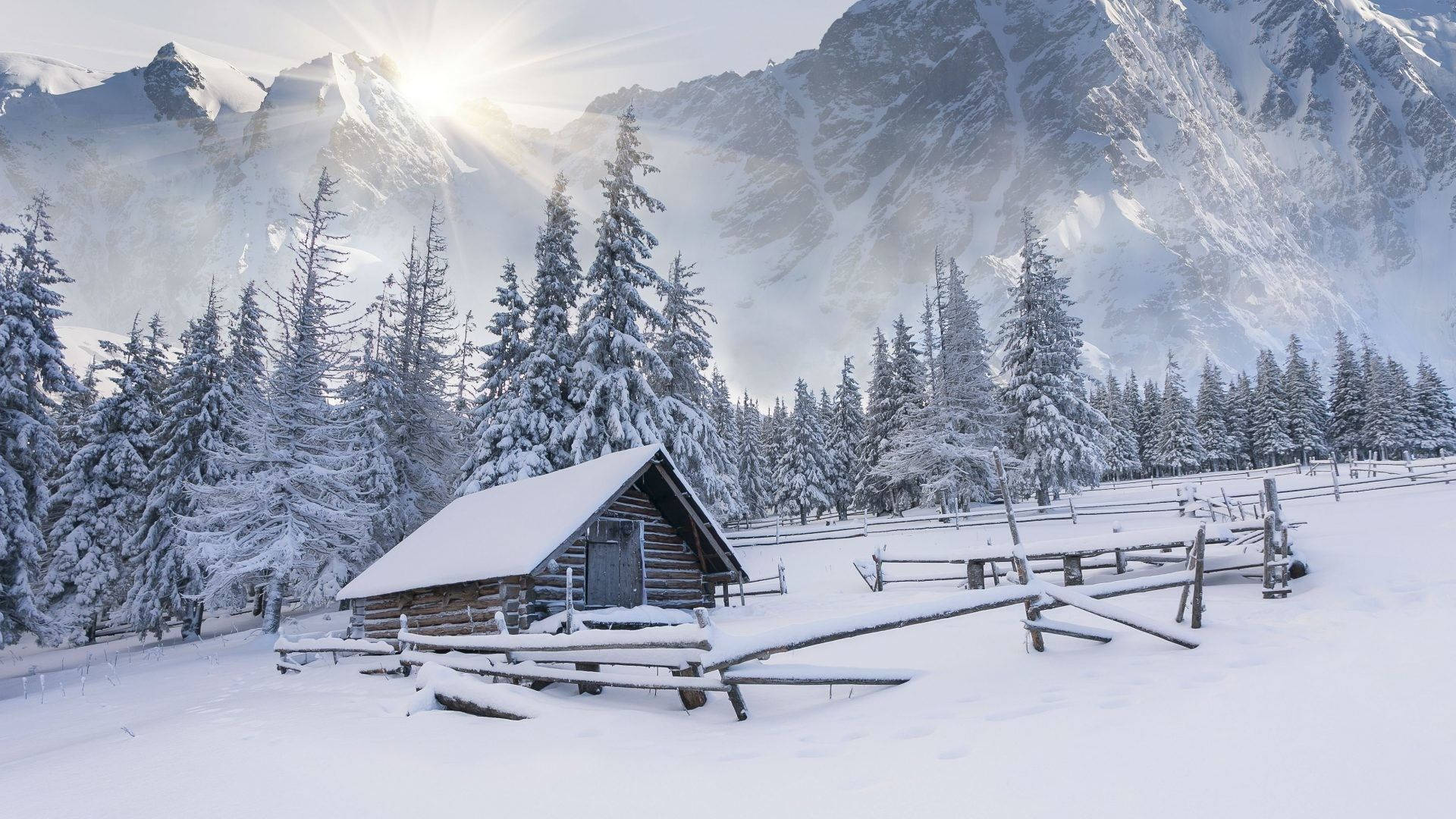 Serenity Amidst The Snow: An Enchanting Winter Retreat Background