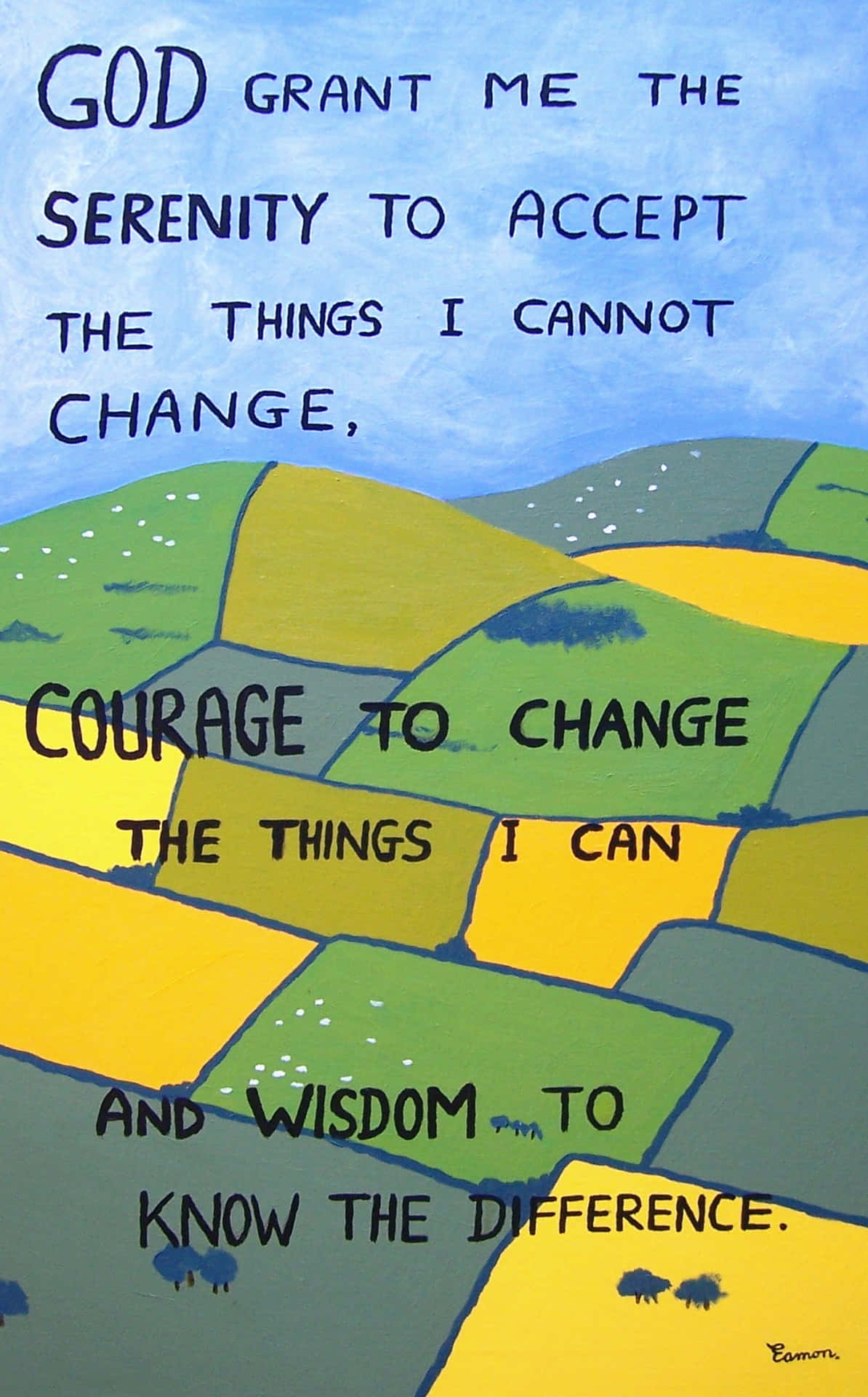 Serenity Prayer Divided Cropland In Various Colors