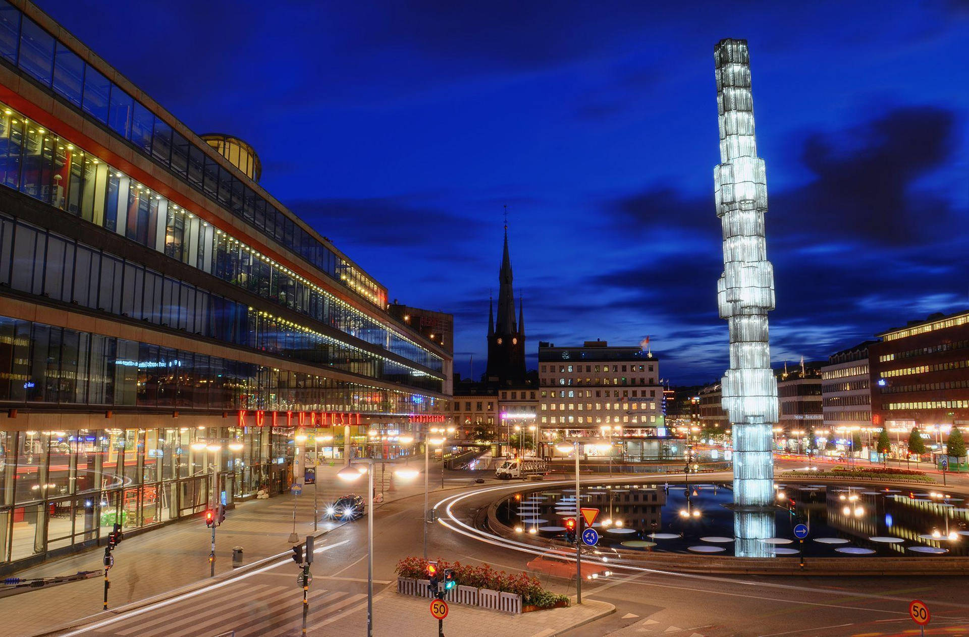 Sergels Torg Stockholm At Night Background