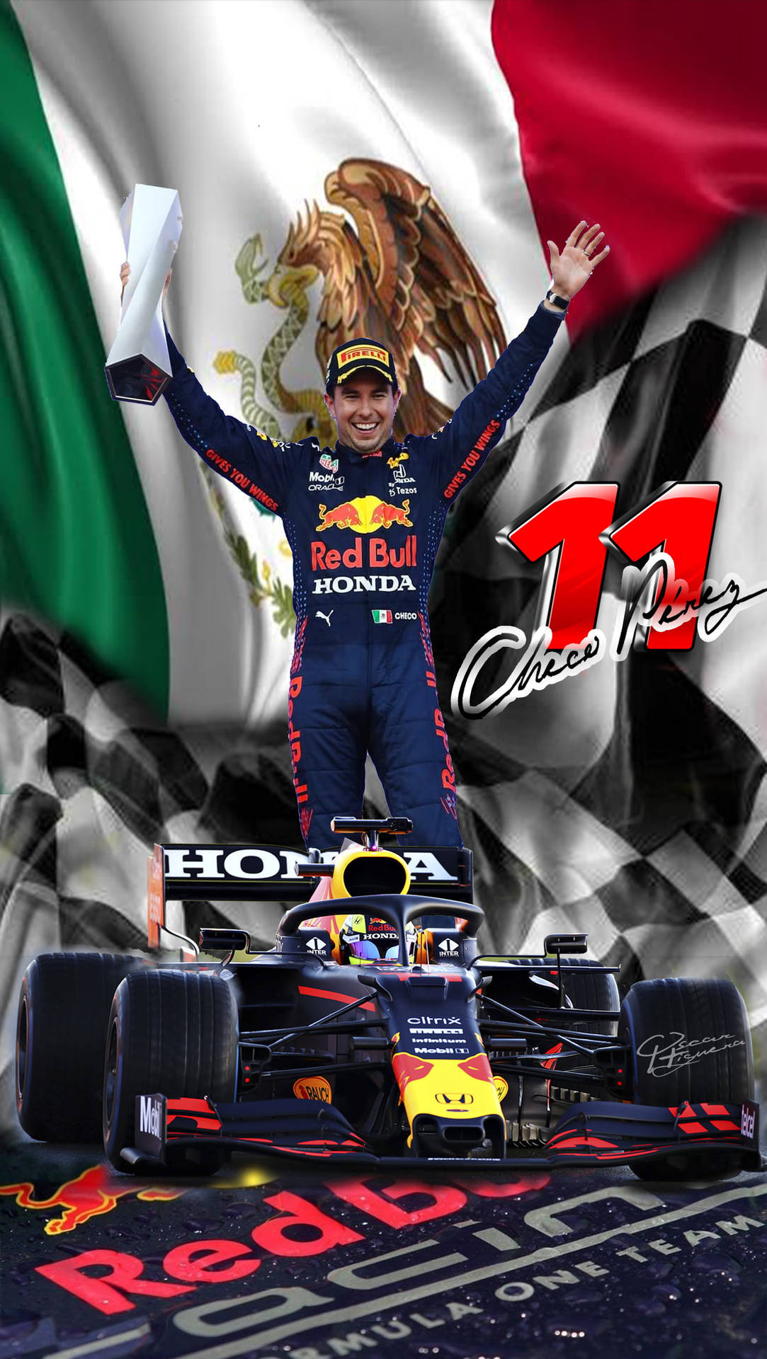 Sergio Perez Mexican Flag Background