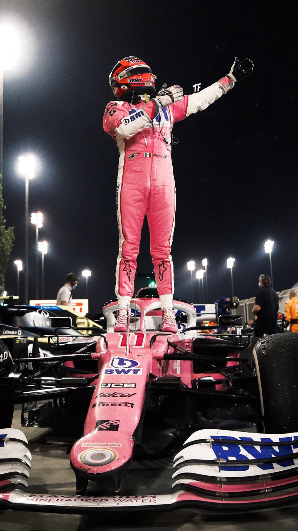 Sergio Perez On Car Background