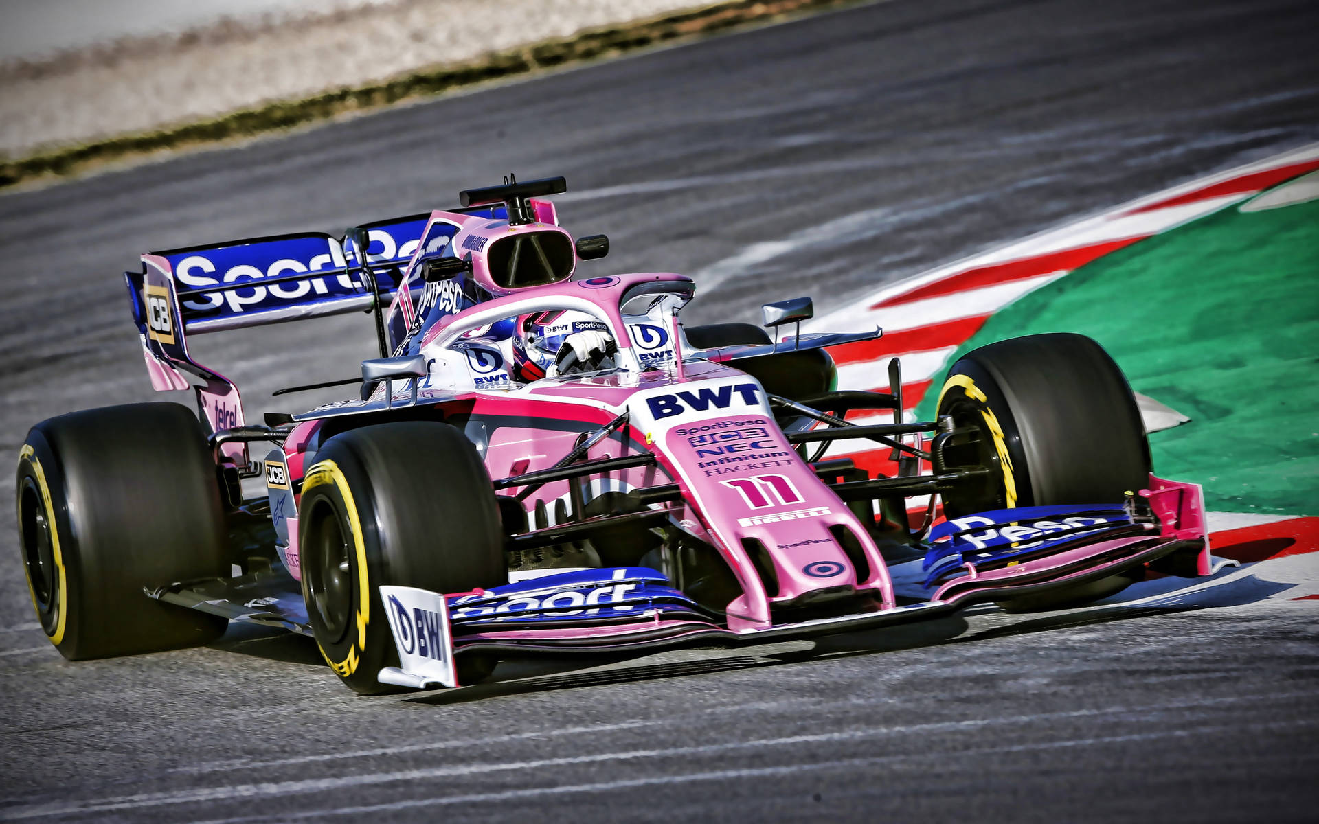 Sergio Perez Pink Car Background