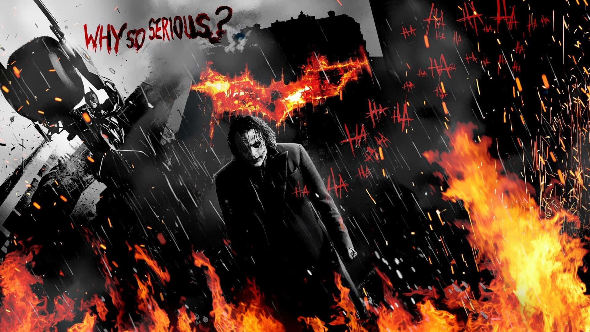 Serious Joker On A Burning Place Background