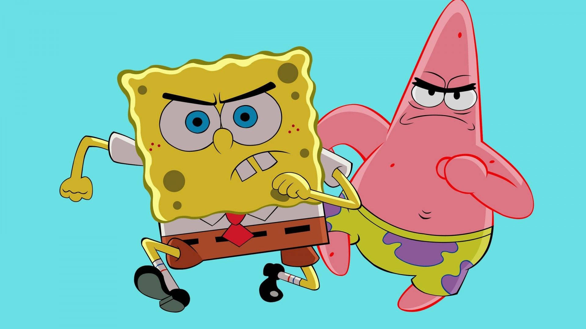 Serious Running Spongebob And Patrick