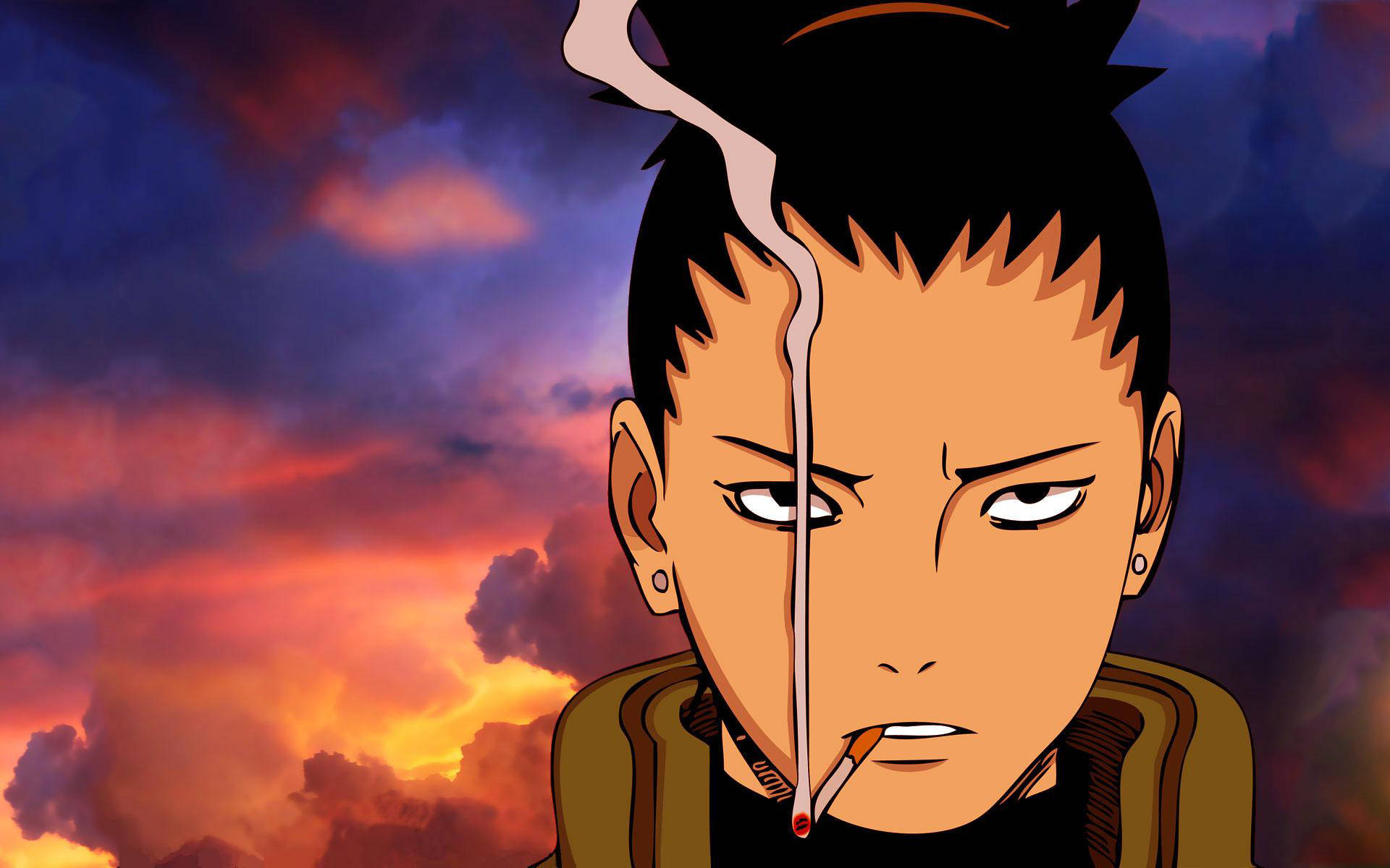 Serious Shikamaru Smoking Background