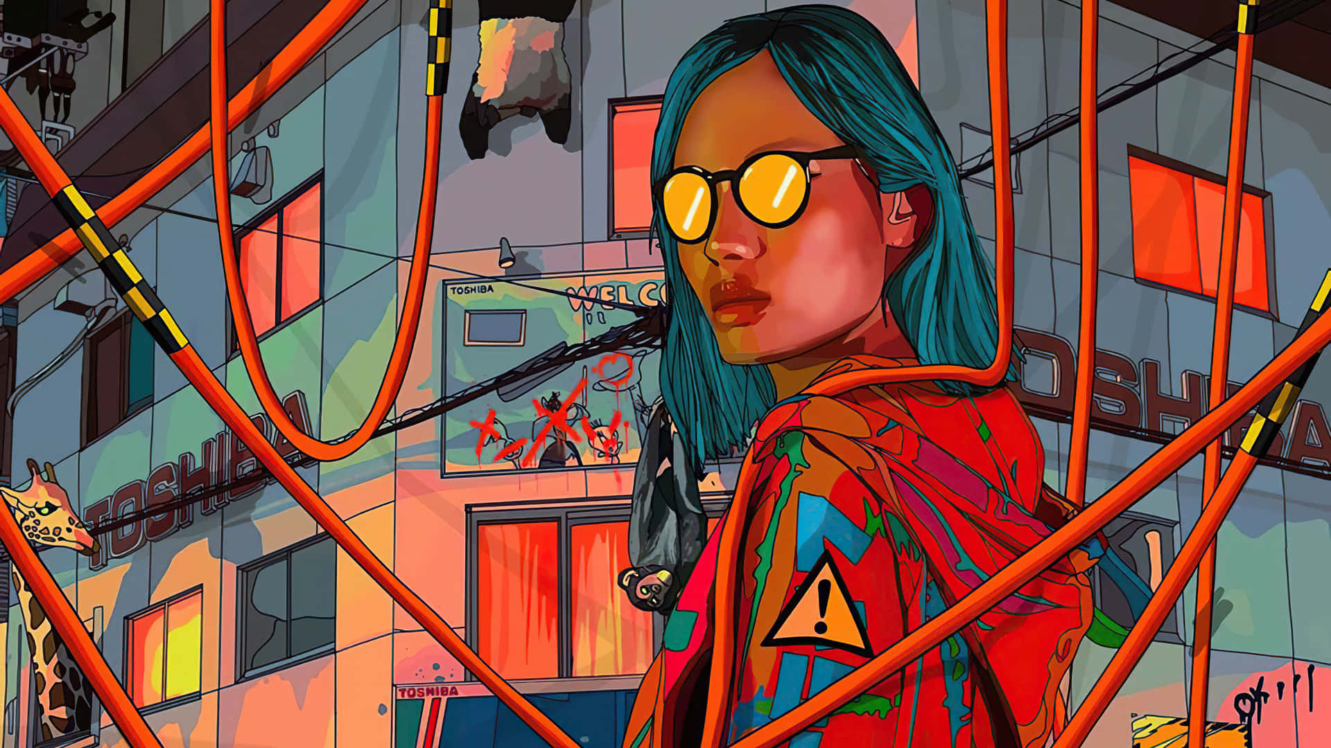 Serious Woman Wearing Sunglasses Background