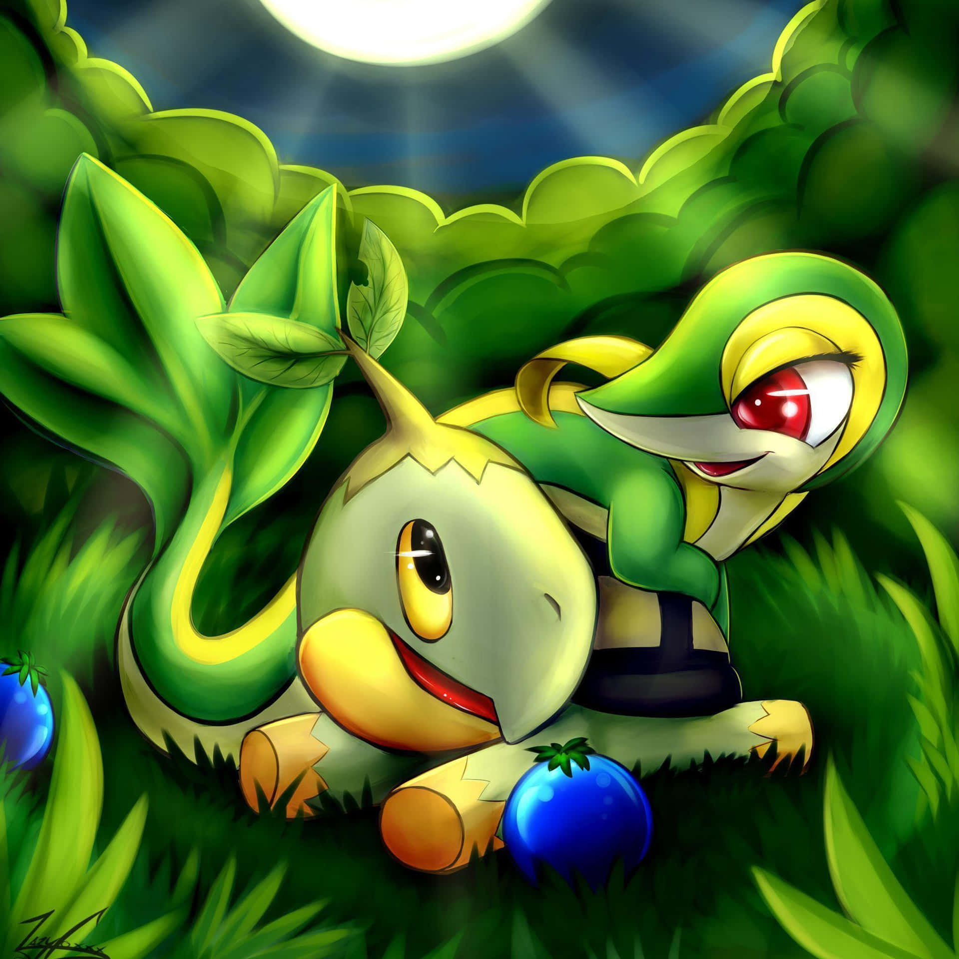Serperior And Turtwig Background