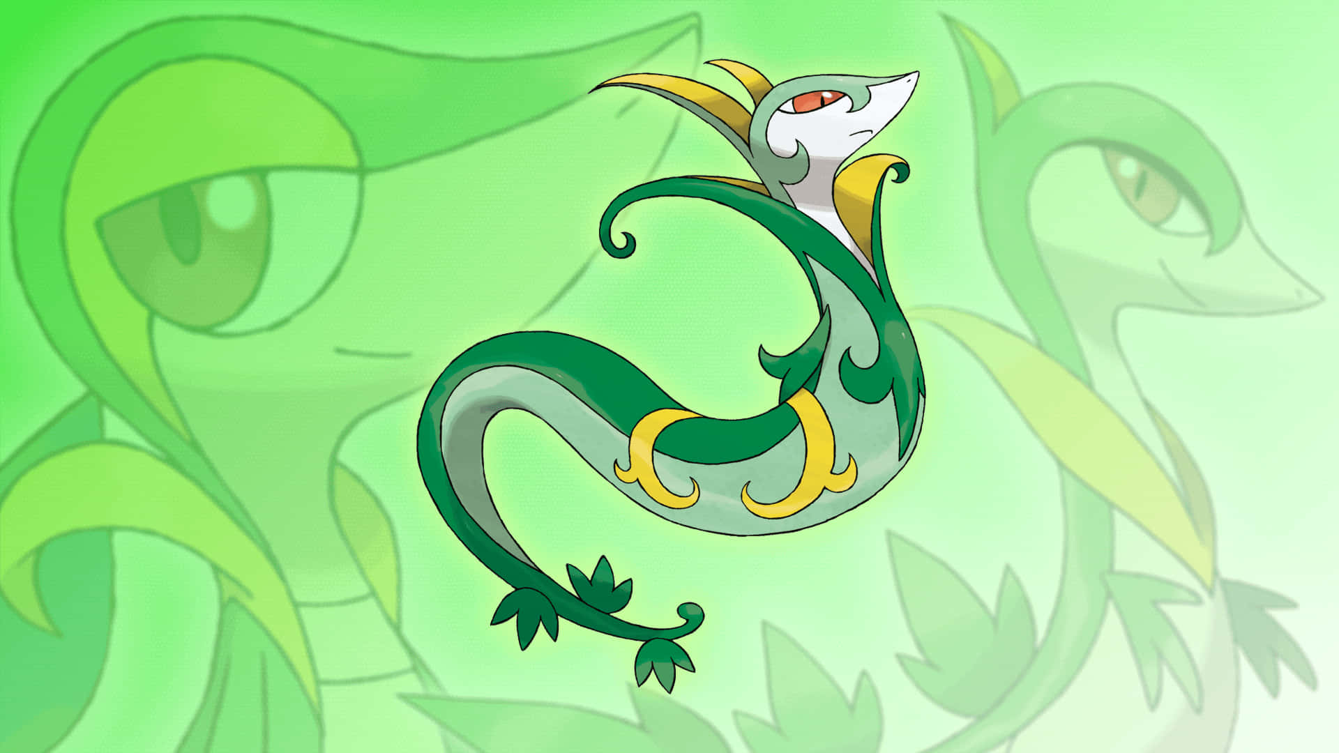 Serperior With Snivy Servine Background Background
