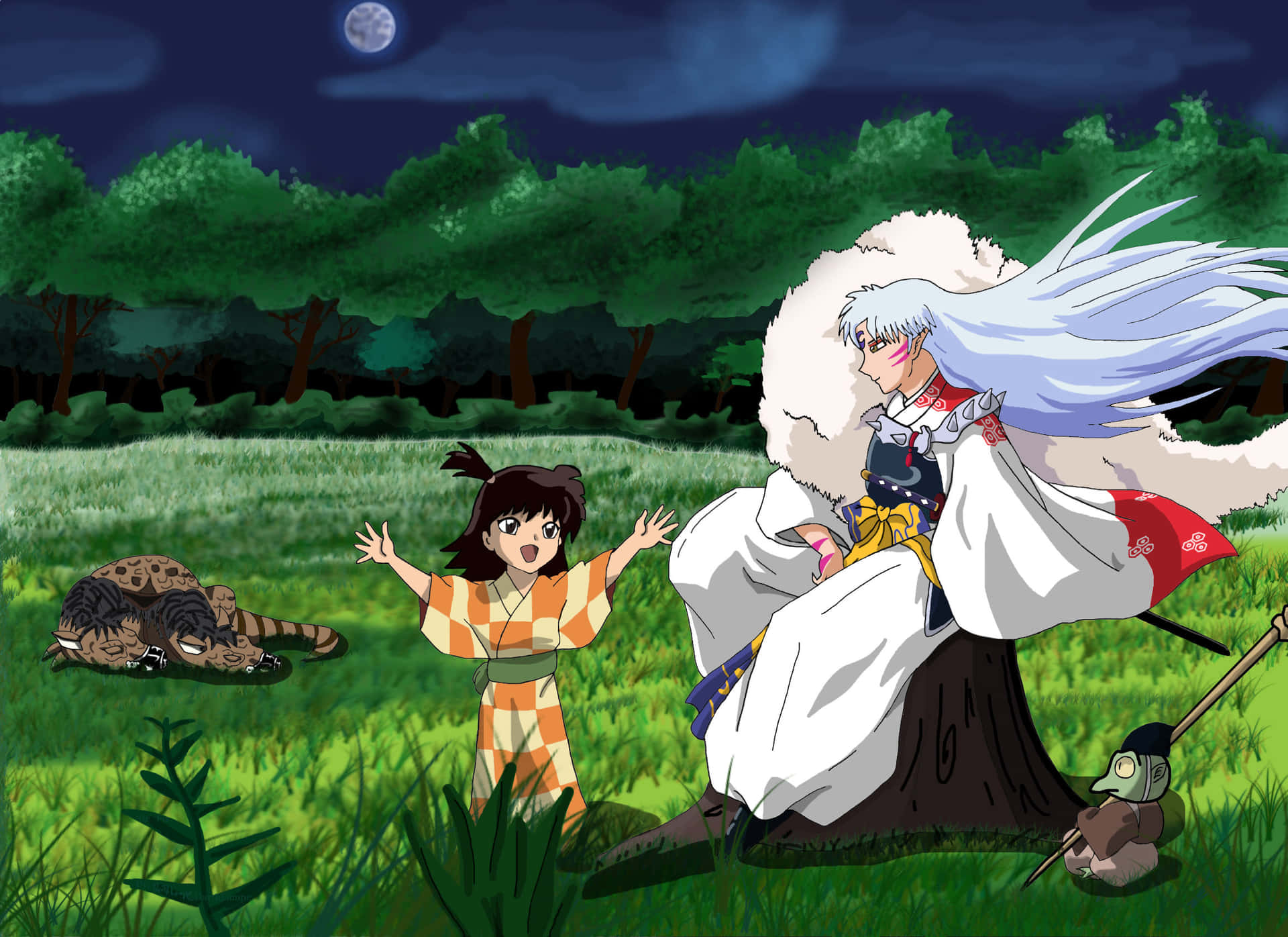 Sesshomaru Stands In Ambience Background