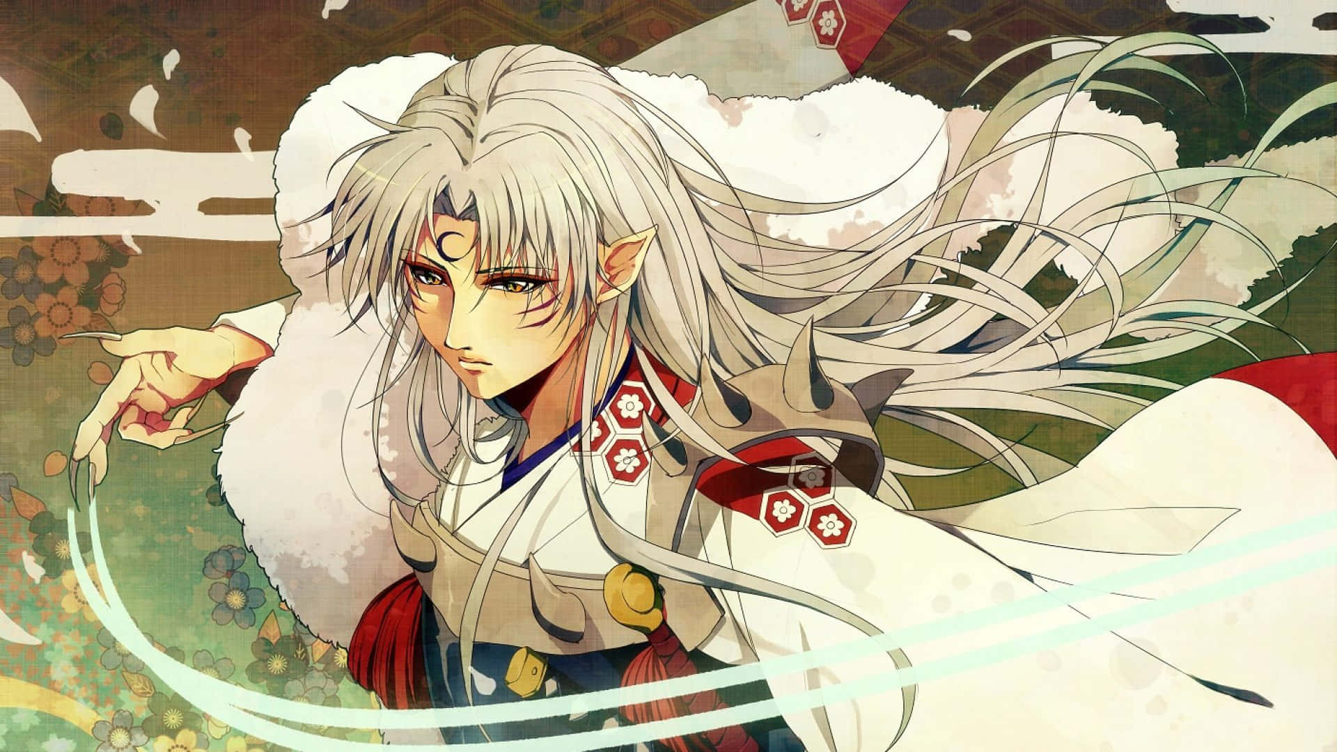 Sesshomaru, The Powerful Demon Lord, In A Battle Stance Background