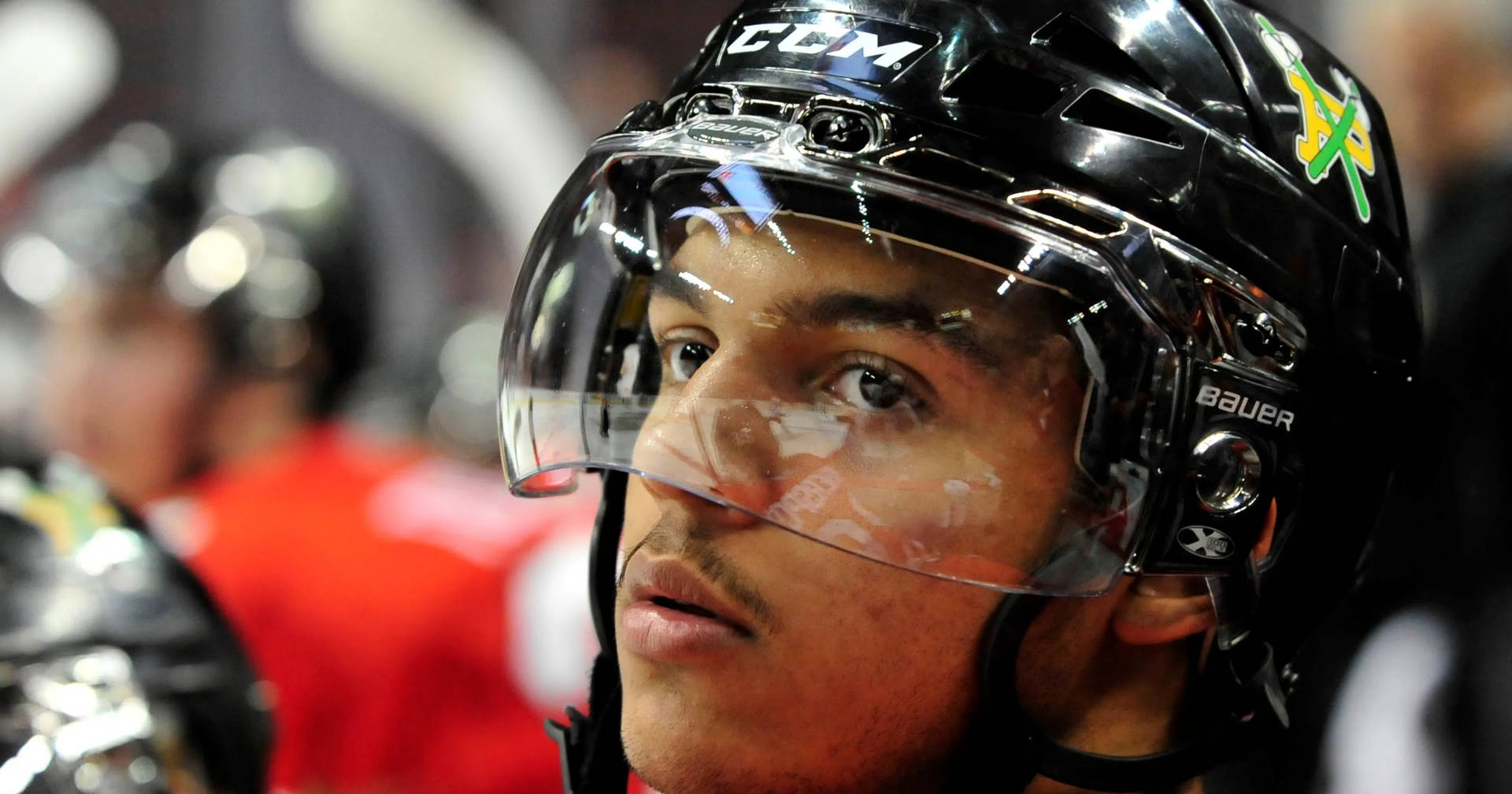 Seth Jones Close Up Looking To The Left Background