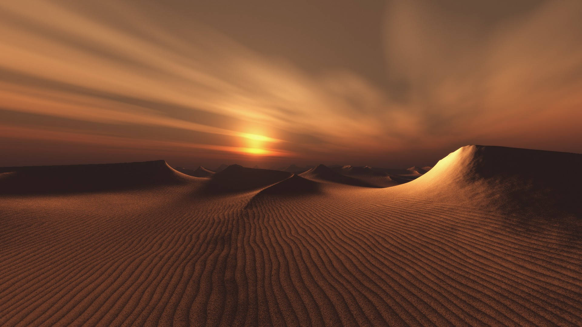 Setting Desert Sun Background
