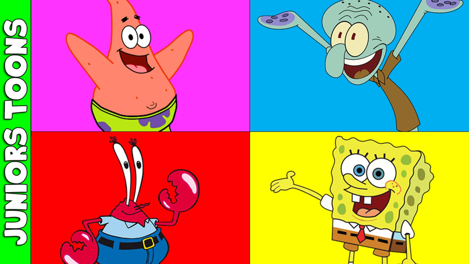 Seven Fun And Frolicking Spongebob Characters Background