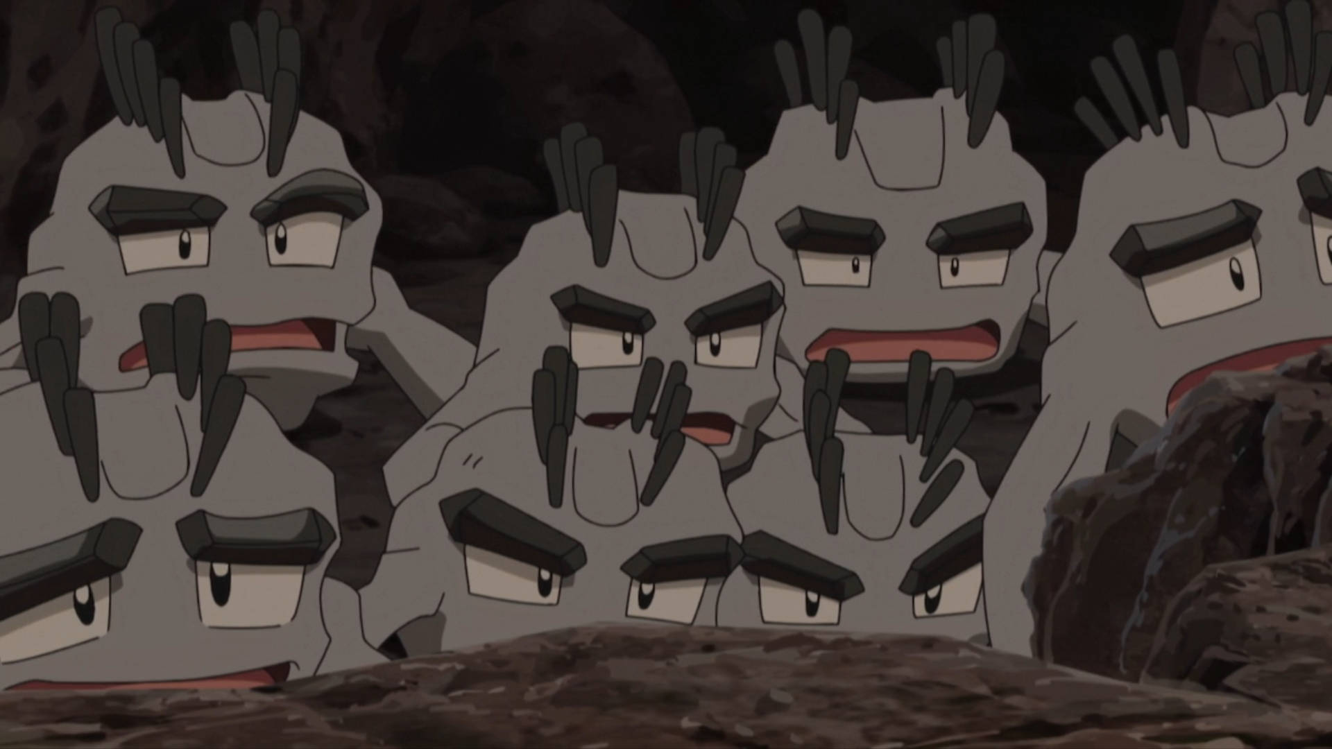 Seven Geodude Pokemon With Surprised Expressions Background