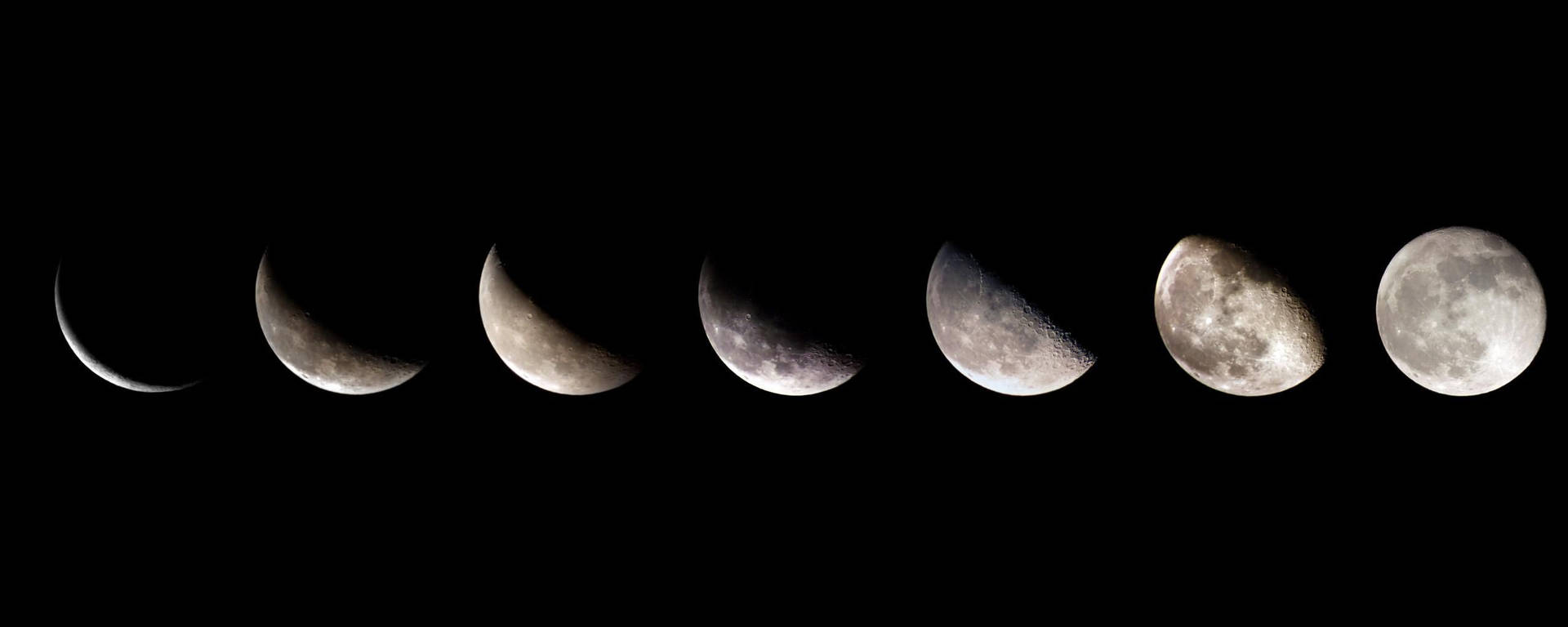 Seven Moon Phases To Full Moon Background