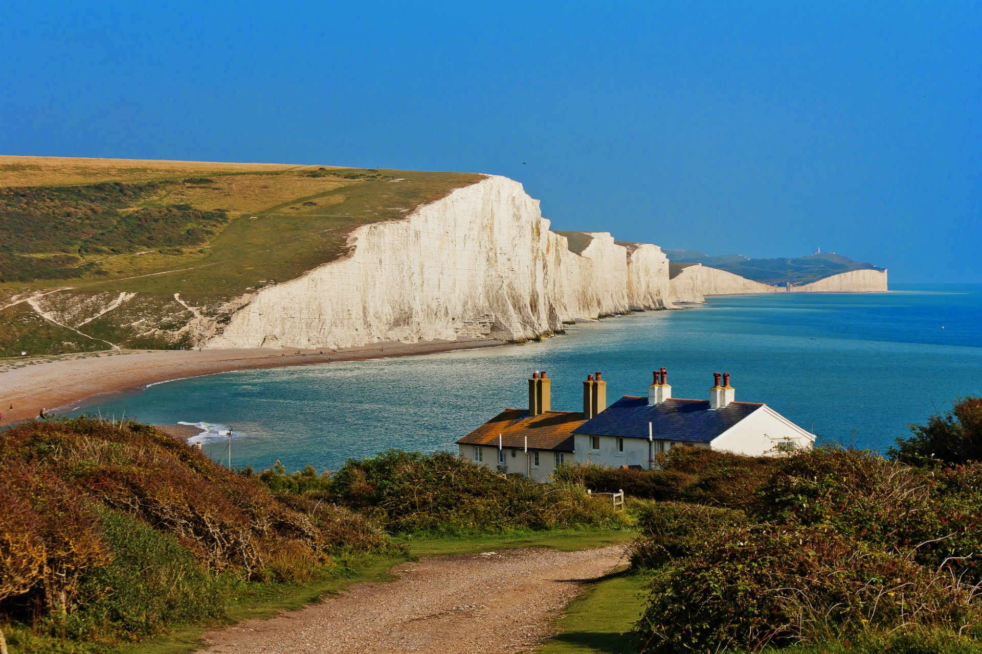 Seven Sisters Cliff In Uk Background