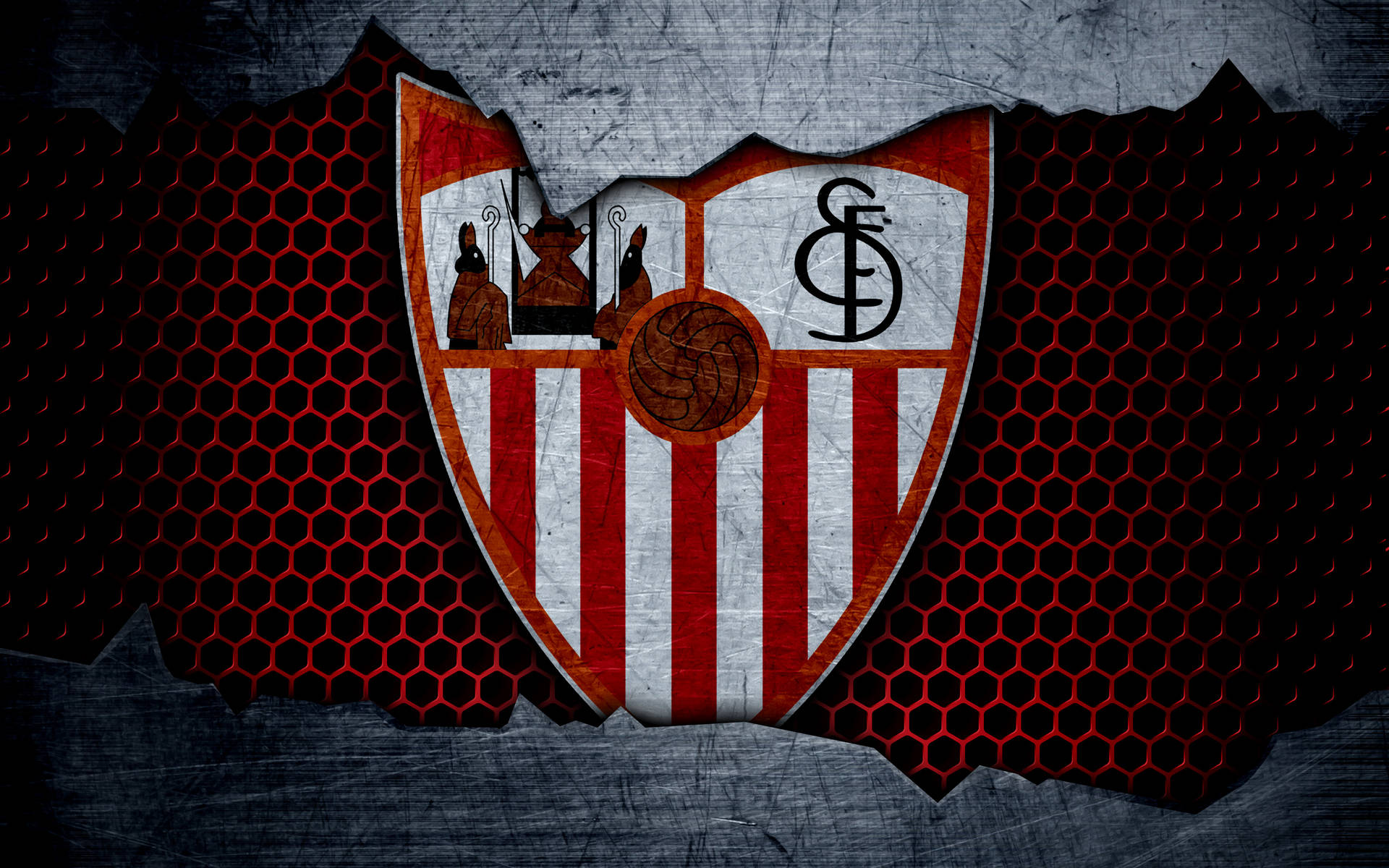 Sevilla Fc Logo In Beehive Pattern Background