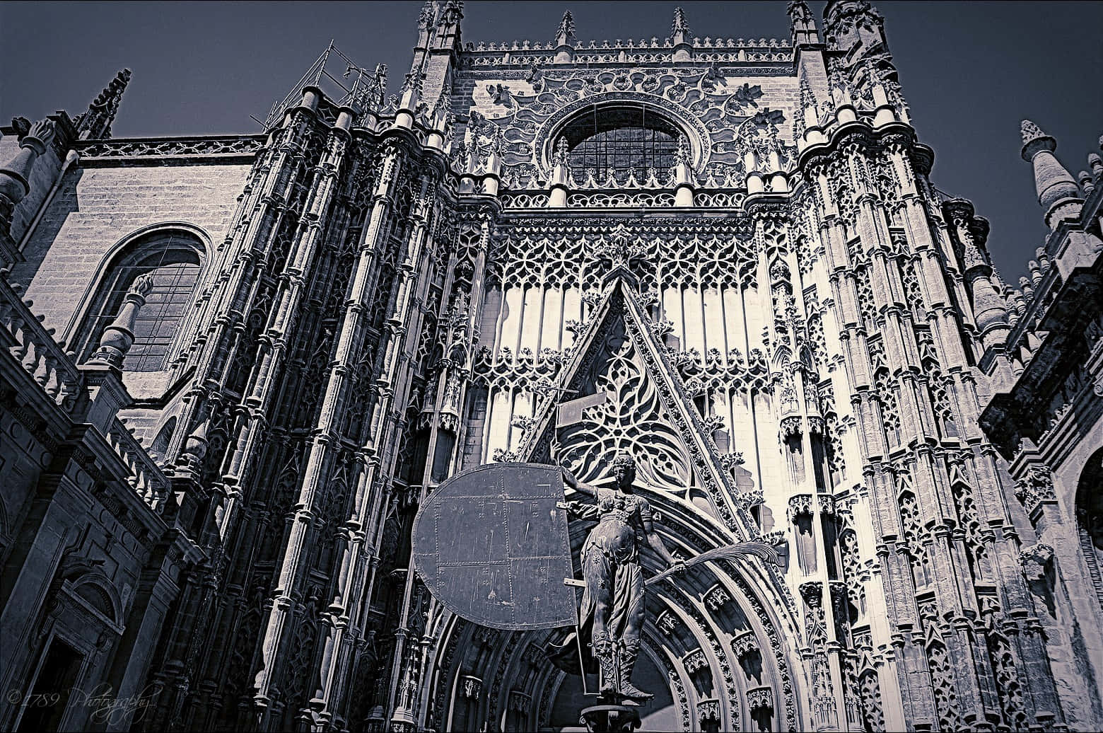Seville Cathedral Black And White Background
