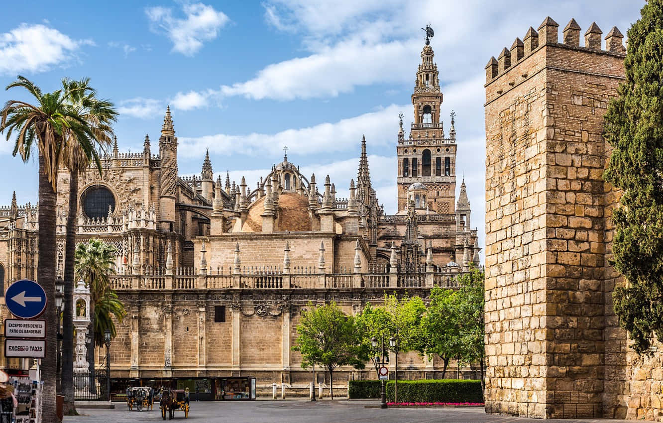 Seville Cathedral From The Street Background
