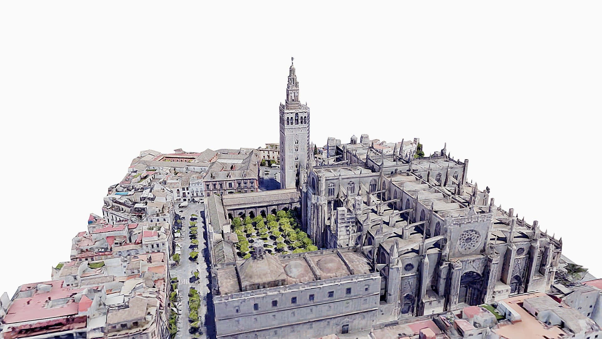 Seville Cathedral On White Background Background