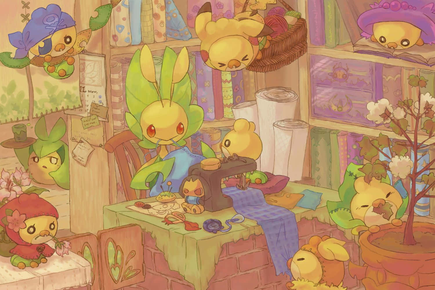 Sewaddle, Swadloon, And Leavanny Artwork