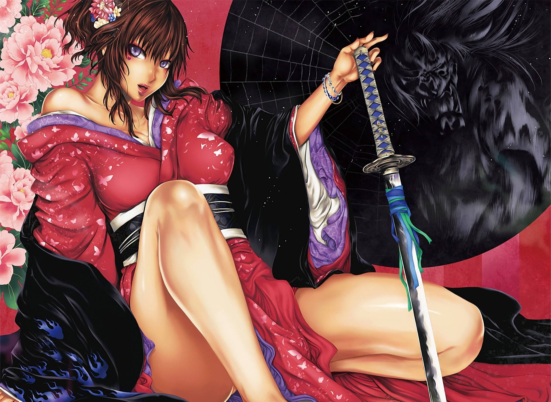 Sexy Anime Female Samurai Background