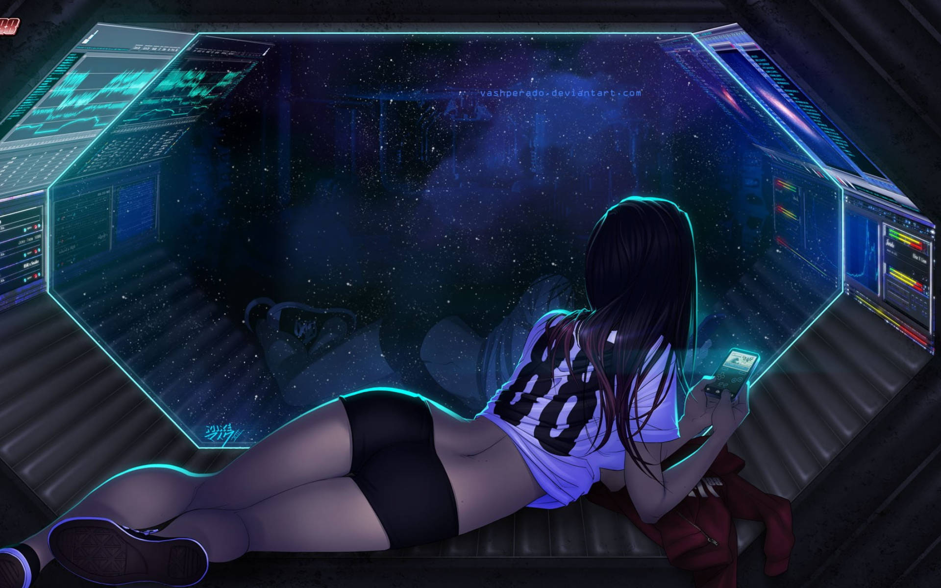 Sexy Anime Girl In Space Background