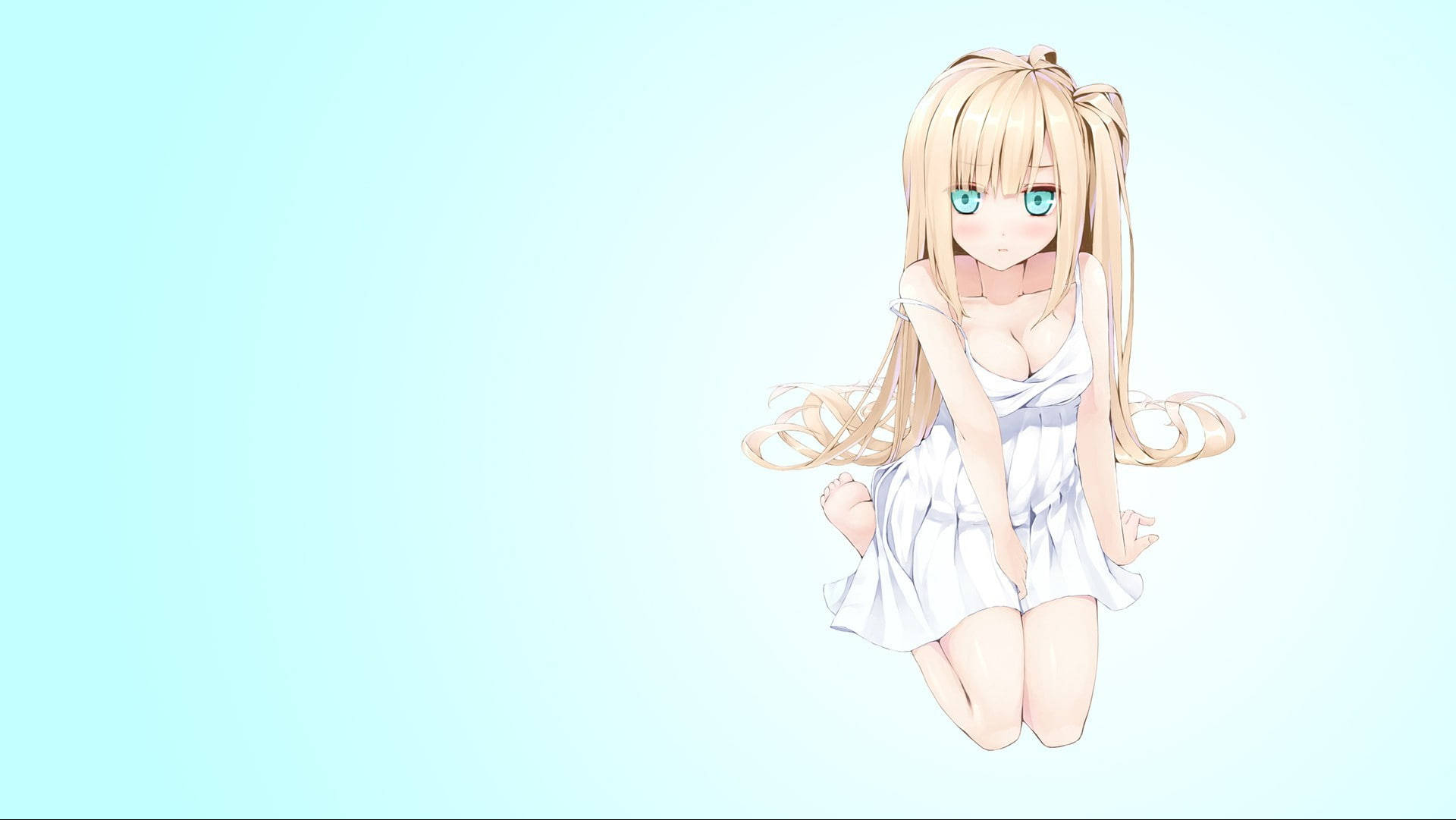 Sexy Anime Girl In White Dress Background
