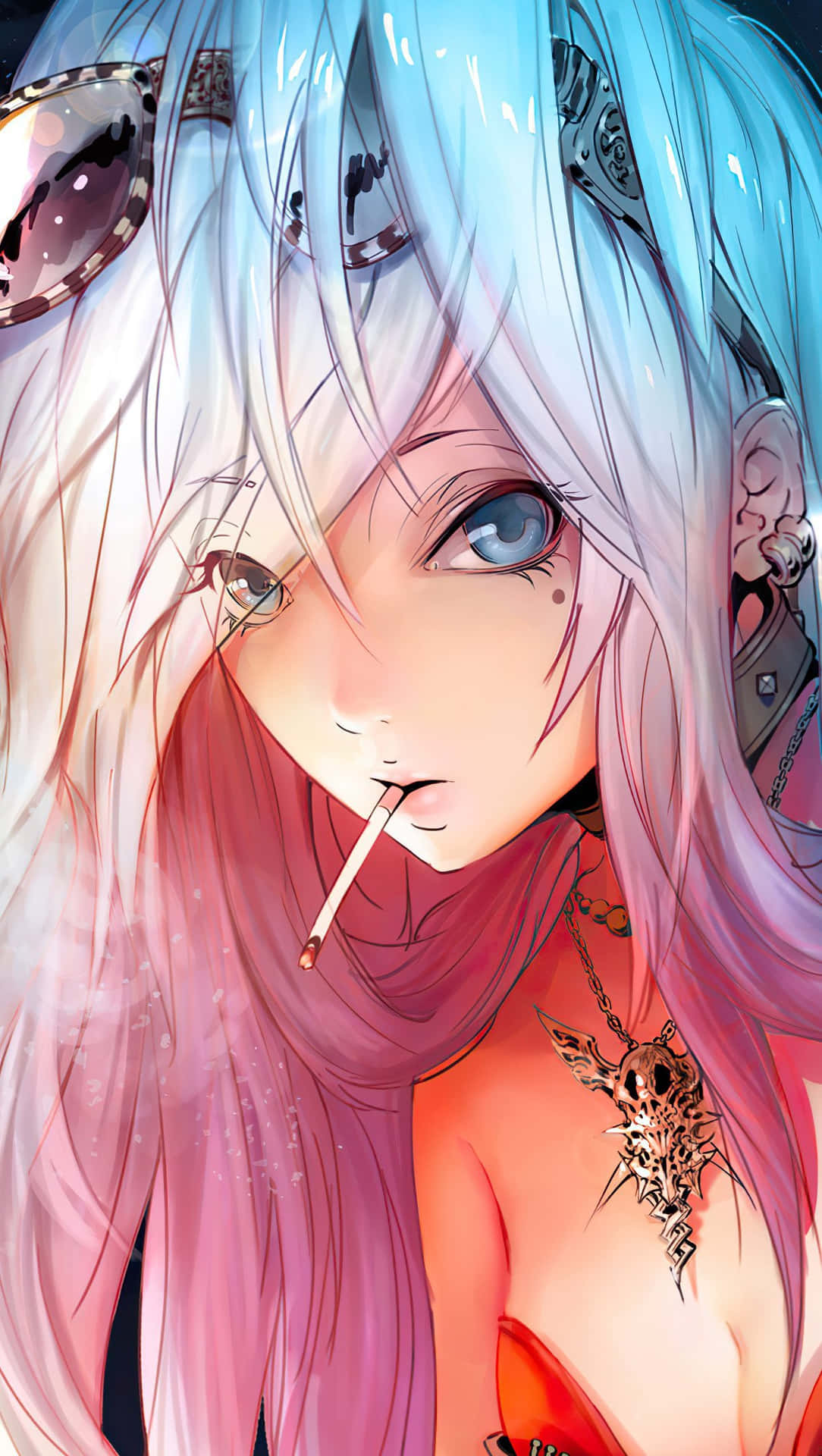 Sexy Anime Girl Smoking Background