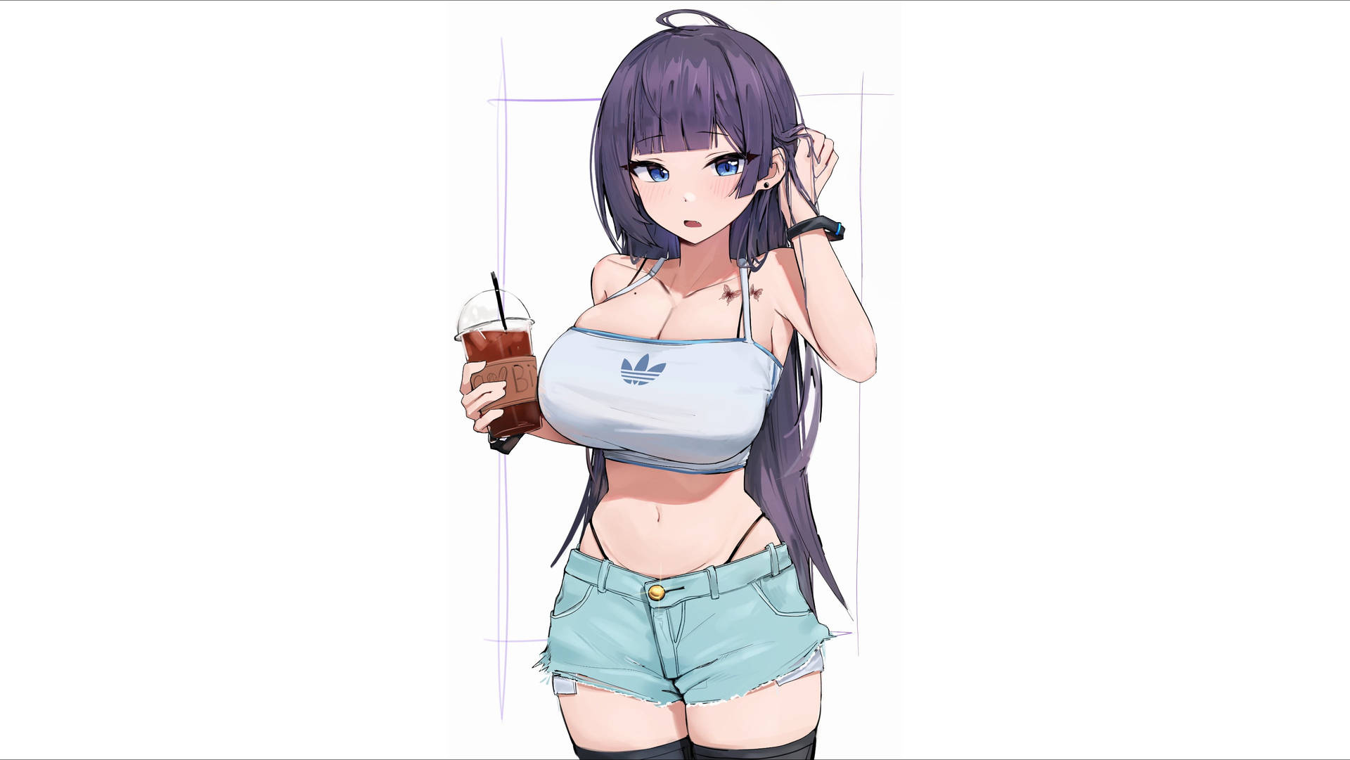 Sexy Anime Girl With Milk Tea Background