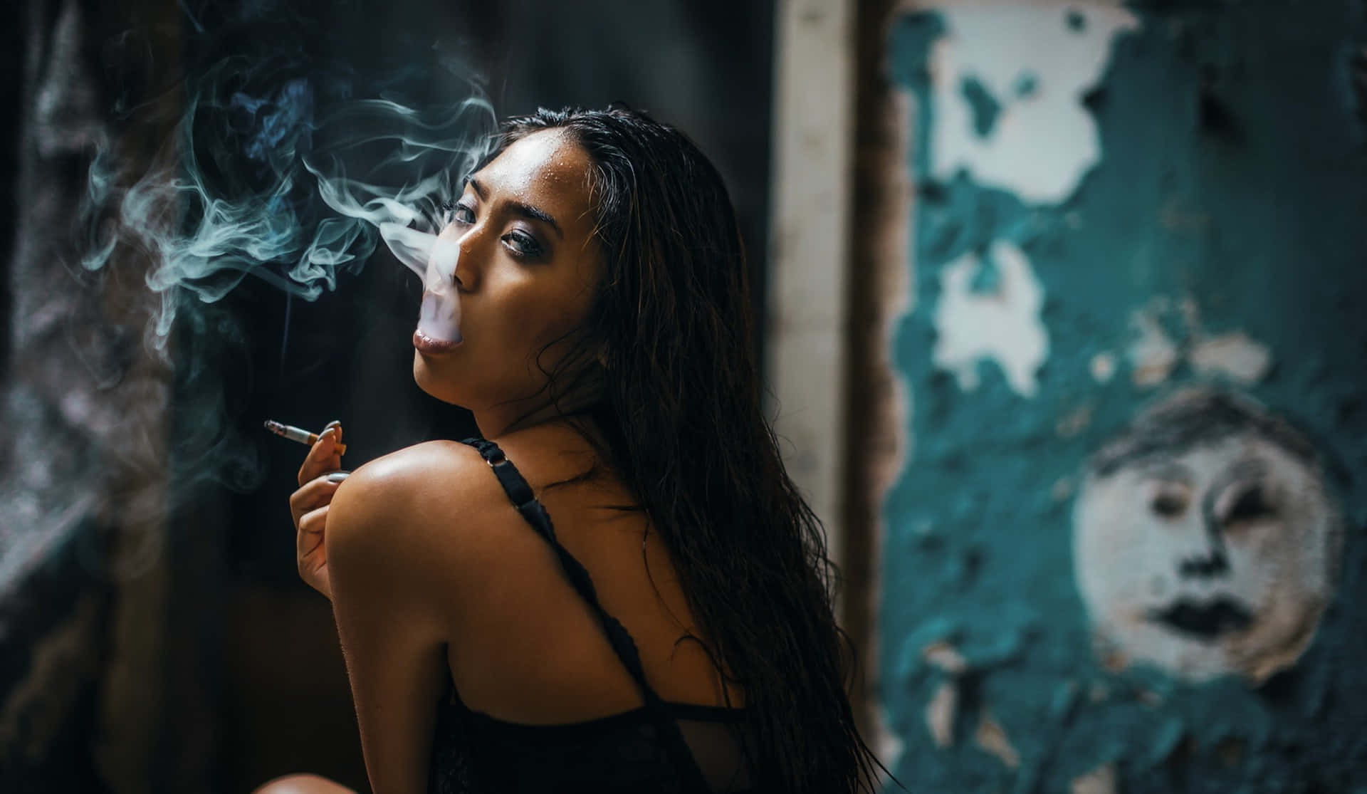 Sexy Asian Girl Smoking