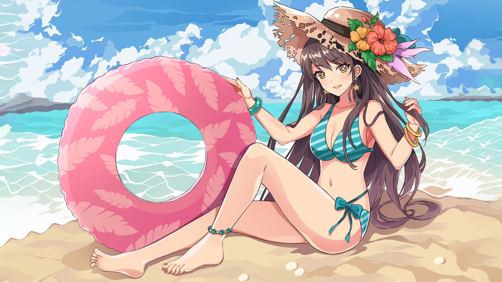 Sexy Beach Anime Girl Background