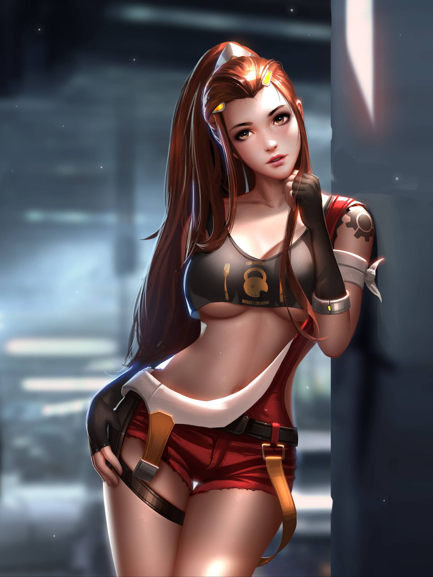 Sexy Mechanic Anime Girl Background