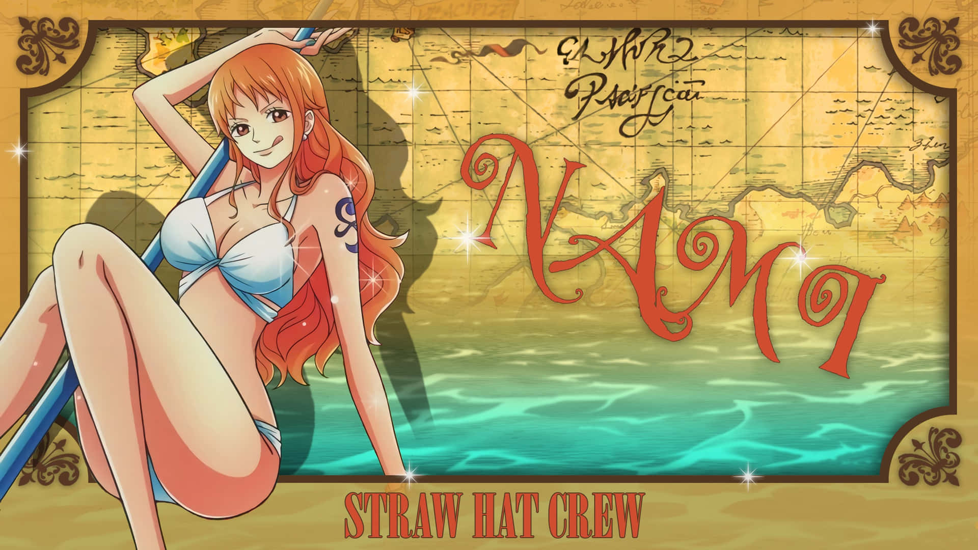Sexy Nami One Piece Straw Hat Crew Background
