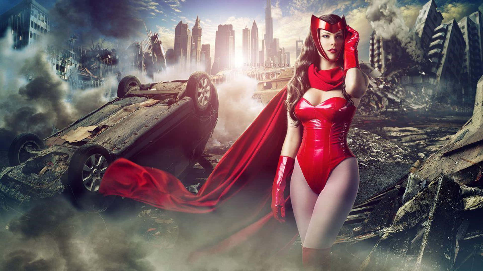 Sexy Scarlet Witch Portrait Background