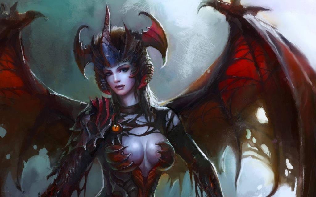 Sexy Succubus With Helmet Background