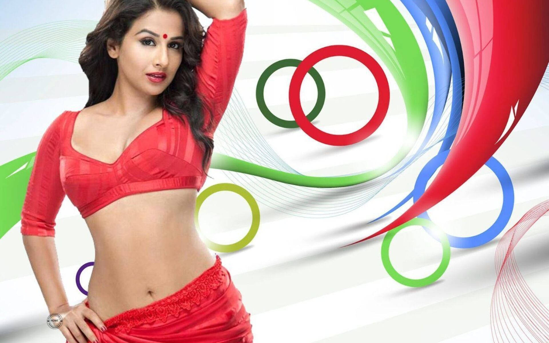 Sexy Vidya Balan In Red Background