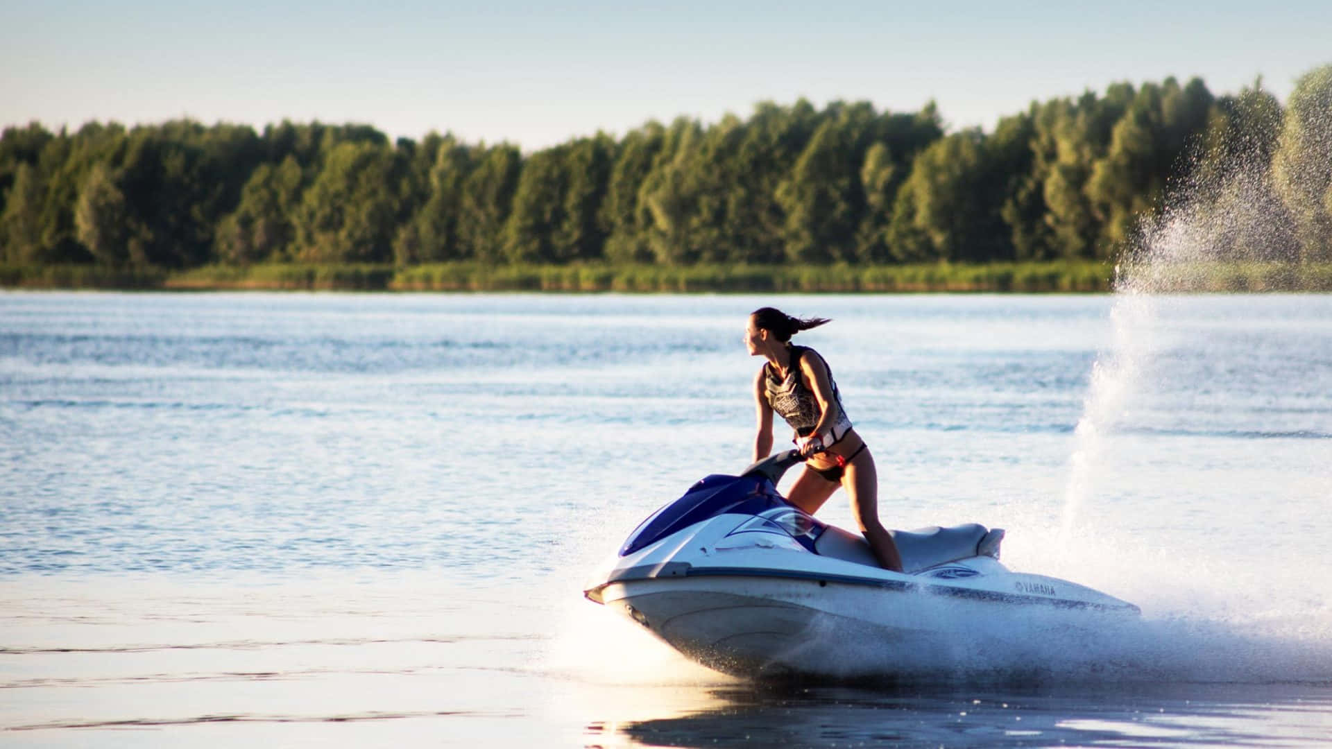 Sexy Woman Jet Ski Background