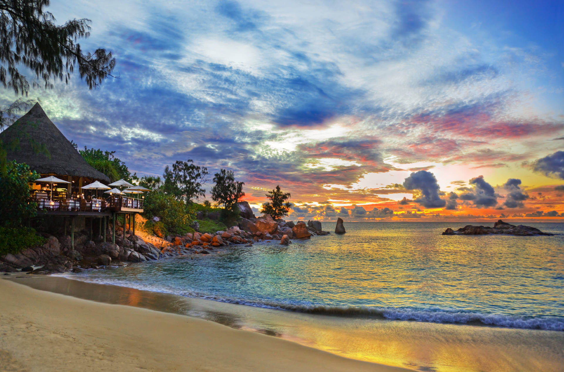 Seychelles Beach Cafe Background
