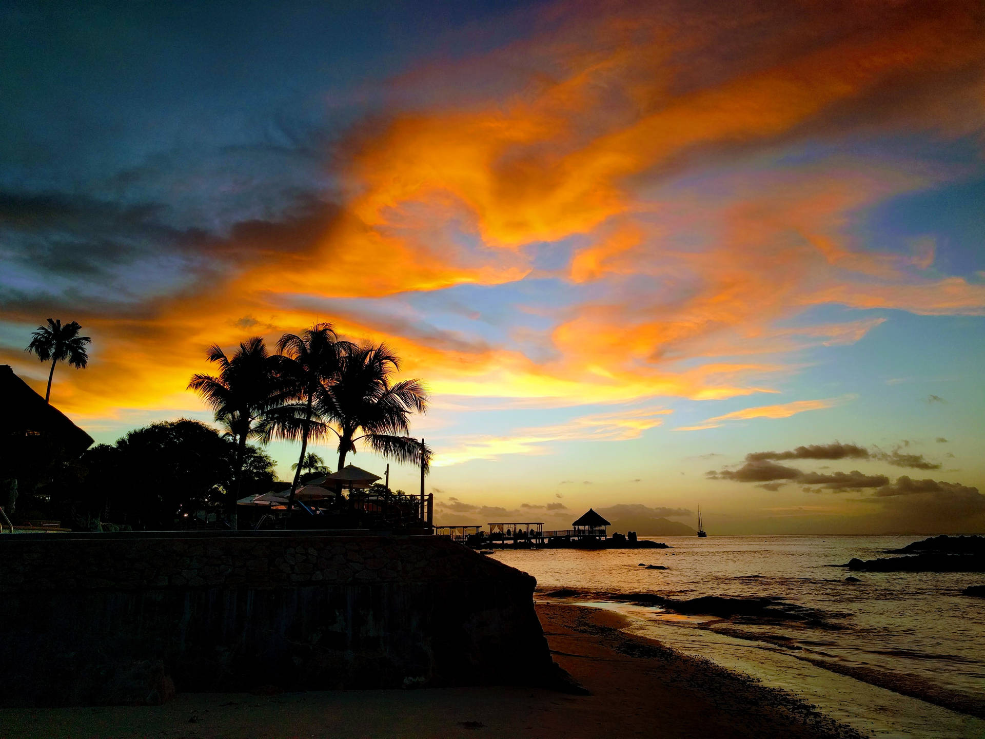 Seychelles Bel Ombre Sunset Background