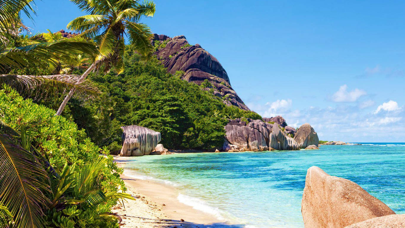 Seychelles Placid Tropical Beach Background