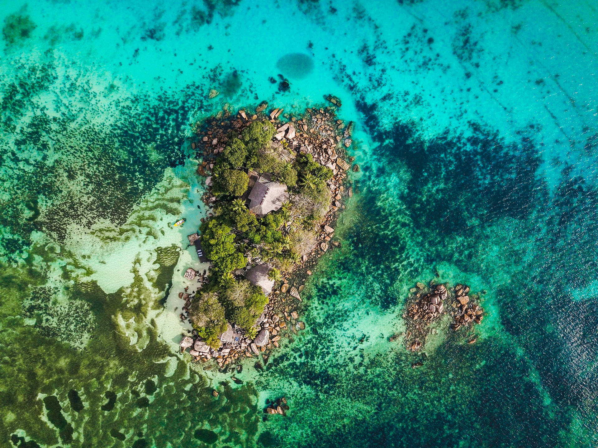 Seychelles Praslin Aerial View Background