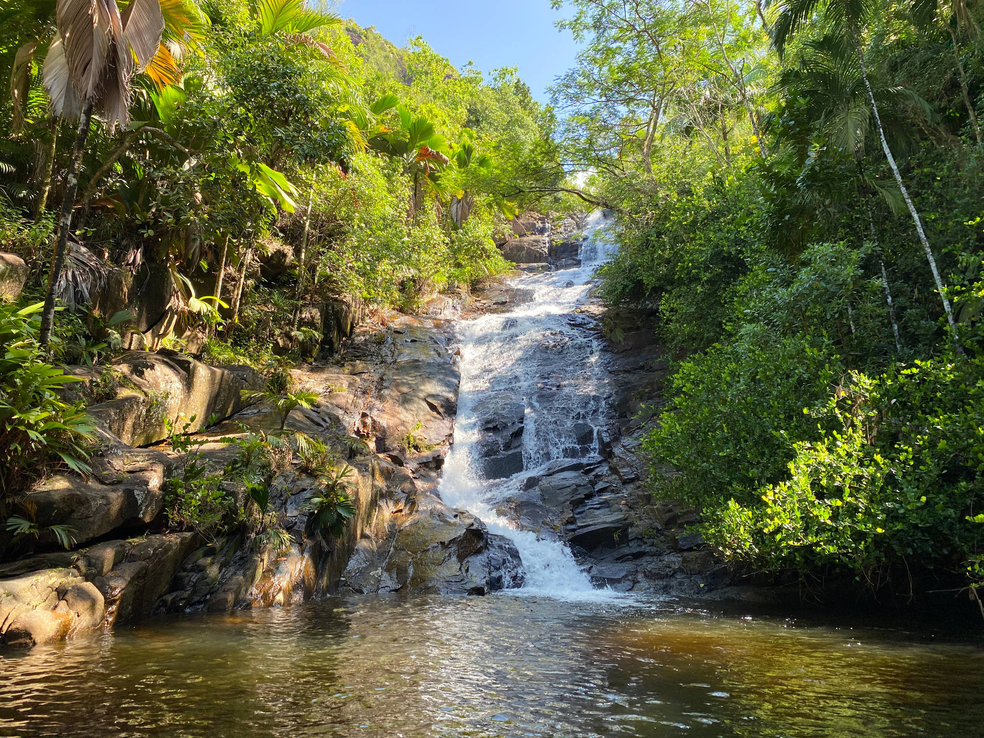 Seychelles Sauzier Waterfall Background