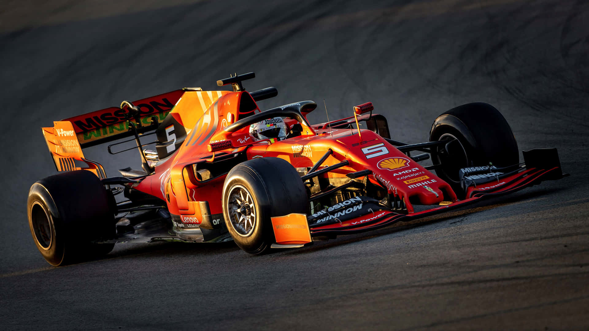 Sf90 Ferrari F1 2019 In Red And Yellow Background